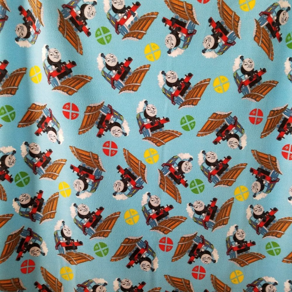 Handmade .Fleece baby blanket with Thomas and friends train print.